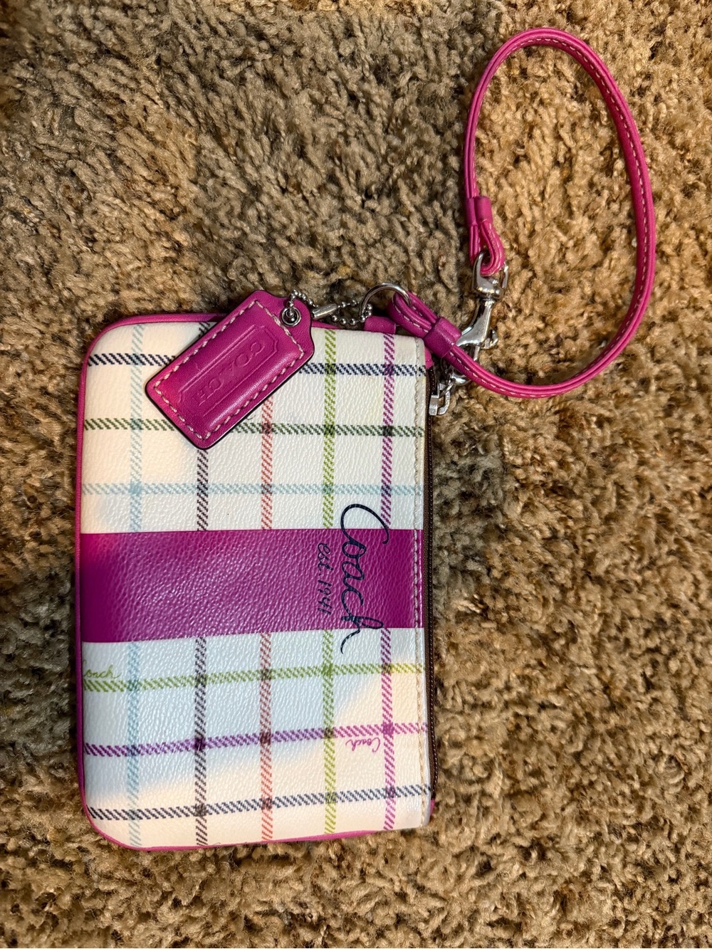 Vintage Coach Heritage Tattersall Plaid Mini Skinny Wristlet